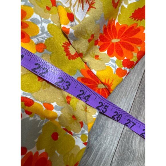 Vintage 70s Floral Button-Up Shirt Long Sleeve Bright Retro Disco Style Ski Shir - Picture 8 of 12